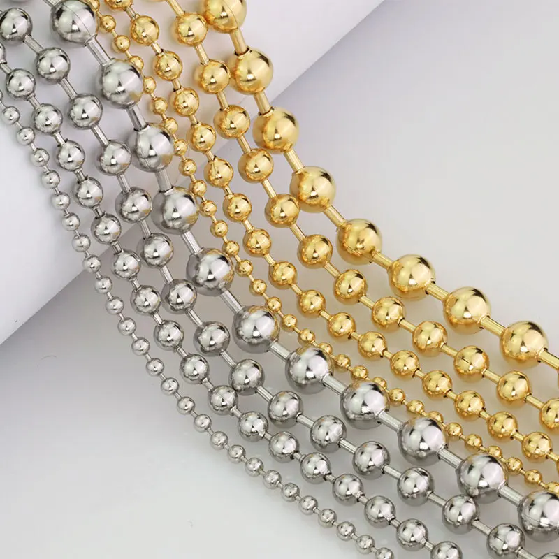 52 см цепочка Diy ювелирные аксессуары из нержавеющей стали 1,2-8 мм бисером шариковые цепи на заказ длина цепи