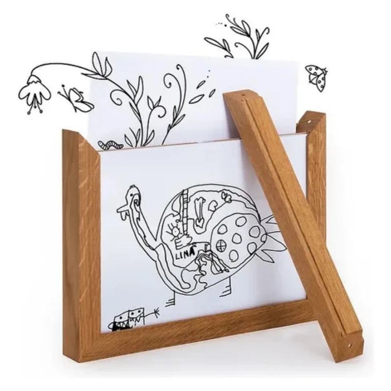 Custom Kids Art Frame with Magnetic Real Wood