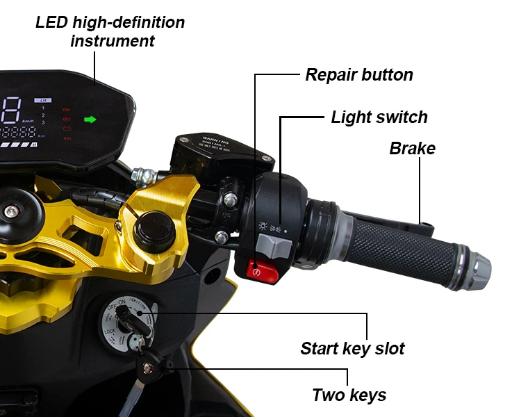 Customized OEM 72V 4500W full size electric sport motorcycle