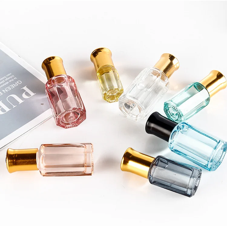 Transparent Octagonal 3ml 6ml 12ml Glass Perfume Bottles with Stick for Oud Print Advertising