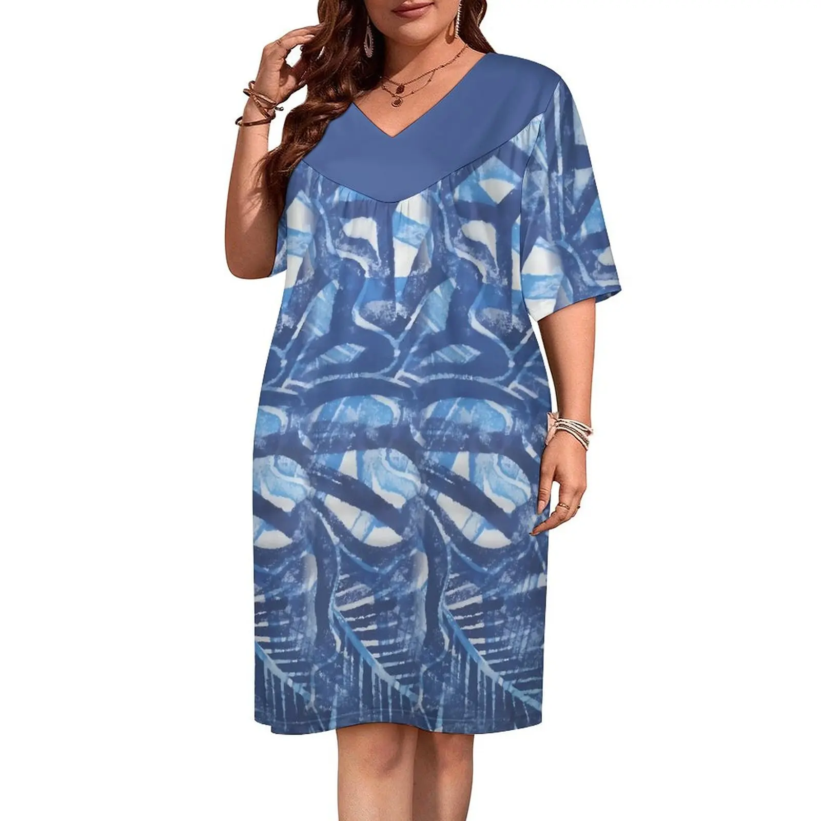 Mumu Sweetheart Neck Short Sleeve Midi Dress for Plus Size Mumu Sweetheart Neck Short Sleeve Midi Dress for Plus Size