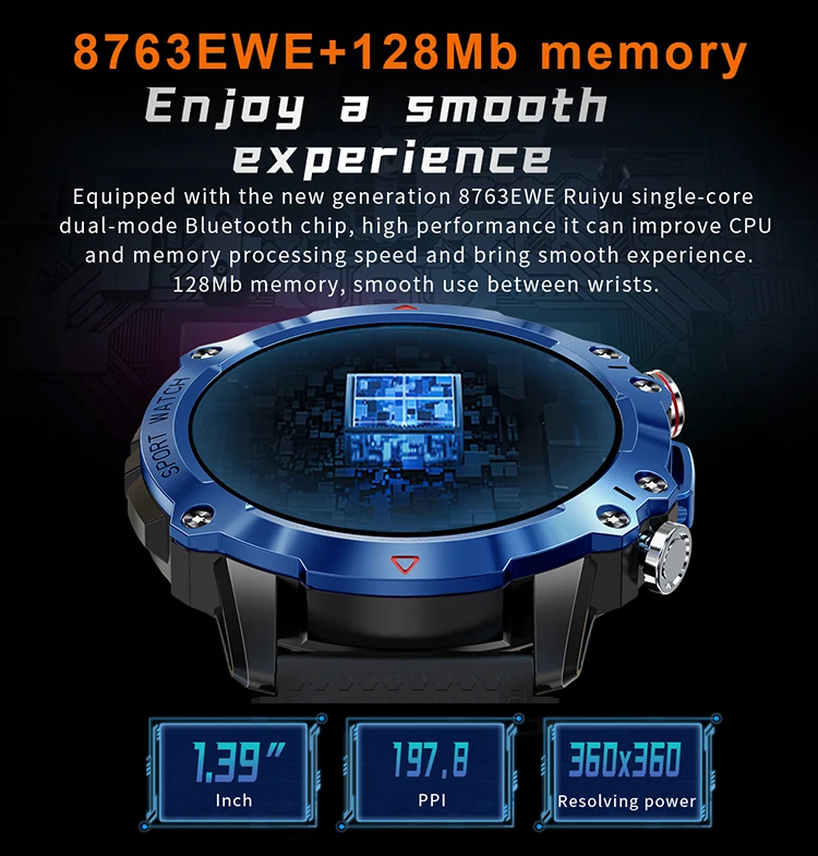 2023 Newest Kr10 Outdoor Sport Three Defenses Smartwatch Long Battery