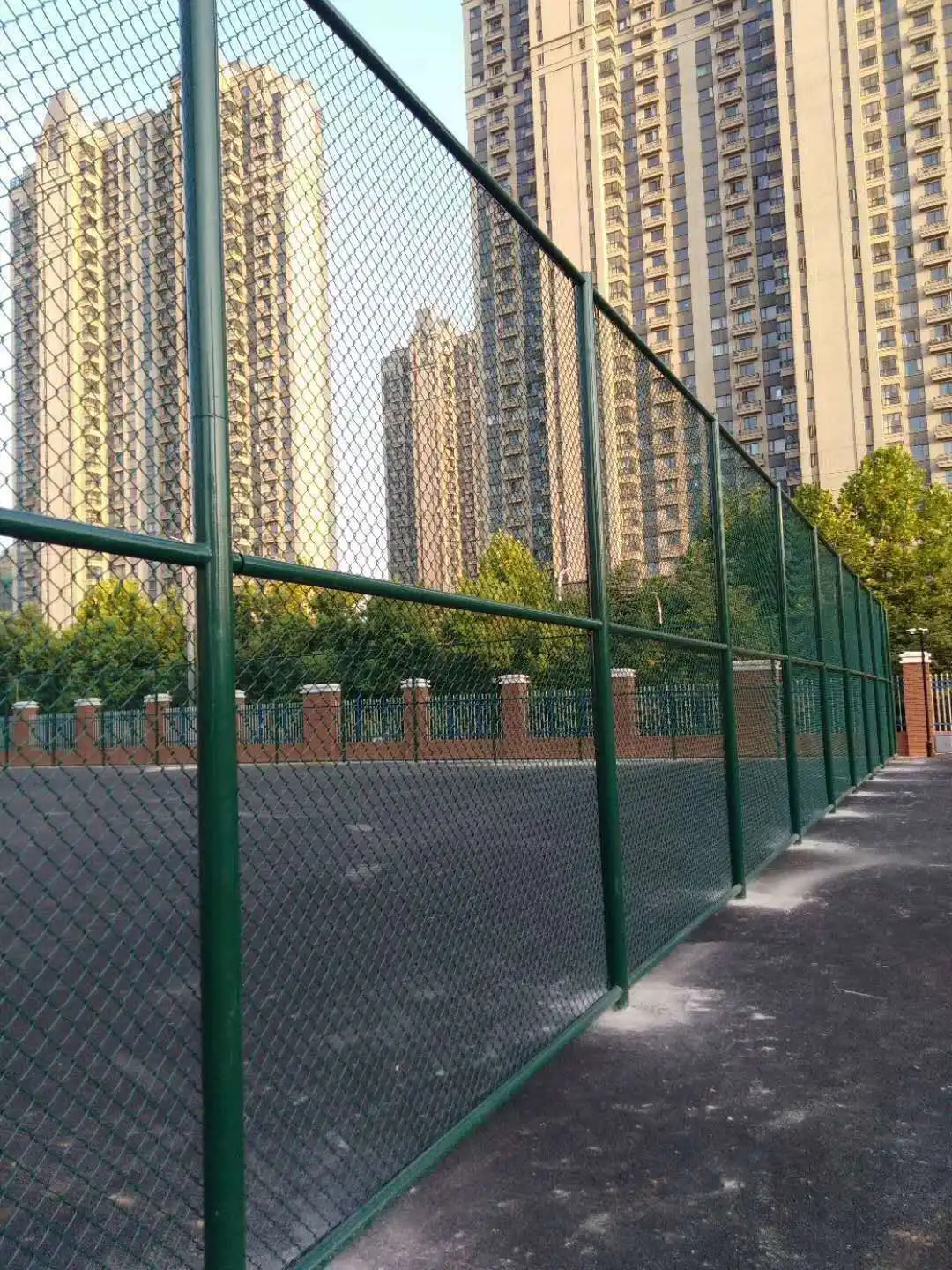 Pvc Green Coated Chain Link Fence Silver Color Galvanized Wire Mesh Diamond Hole Field Fence Garden Home Fence