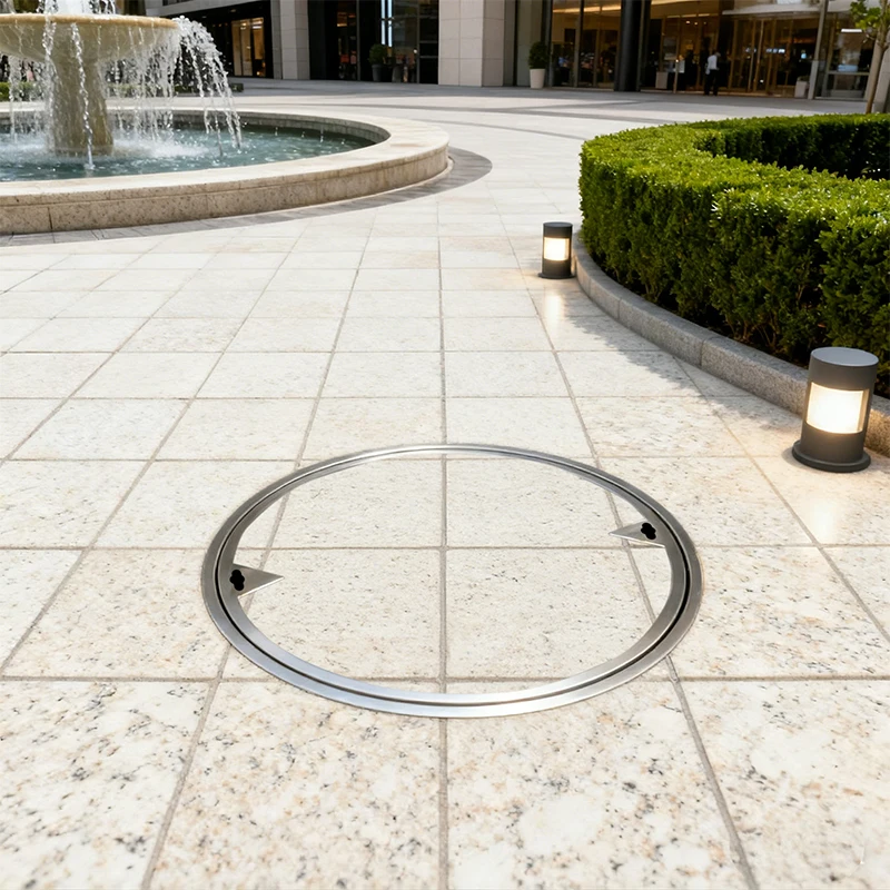 Circular manhole covers in the residential area
