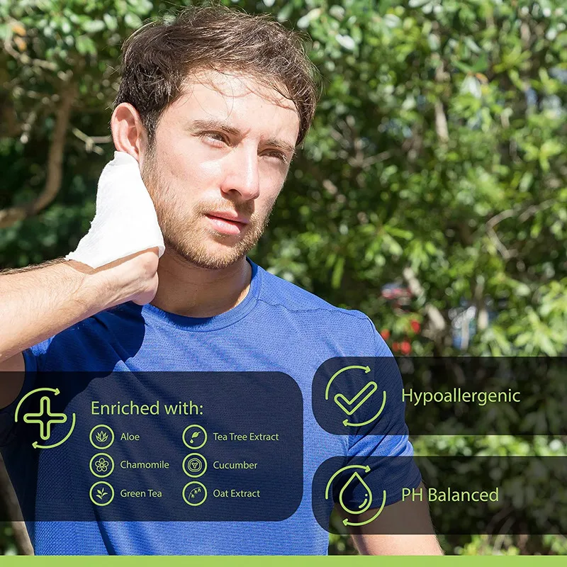 High Quality Individually Wrapped Biodegradable Shower Wipes Tea Tree Deodorizing Body Wipes