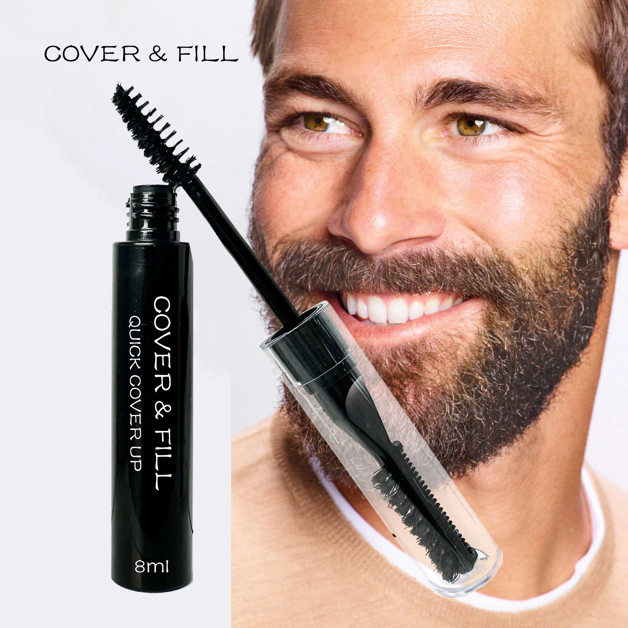 Private Label Eyebrow and Beard Color Temporary Dye Hair and Mustache Mens Beard Dye Mascara Brown Black Beard Dye for Men