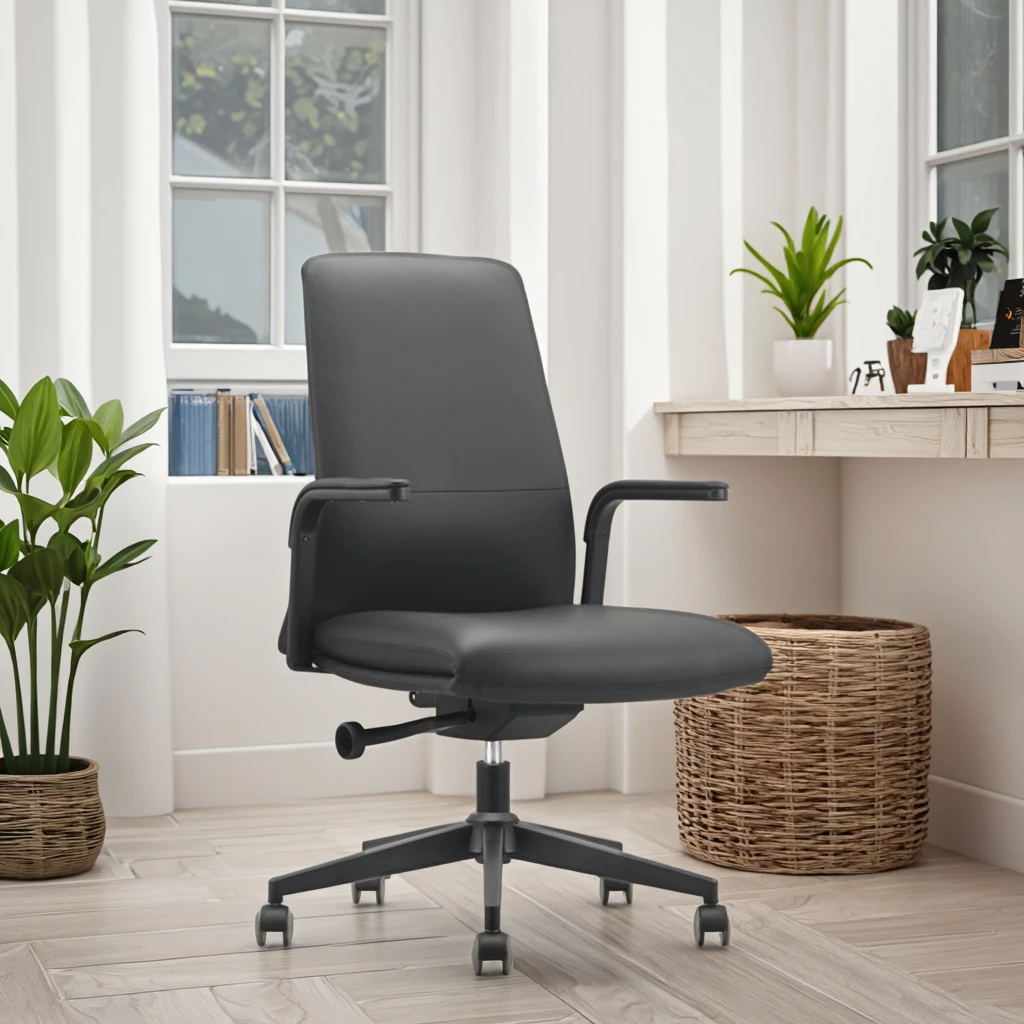 Economy Modern Ergonomic Leather Executive Office Task Chair with Adjustable Height for Home Use 5