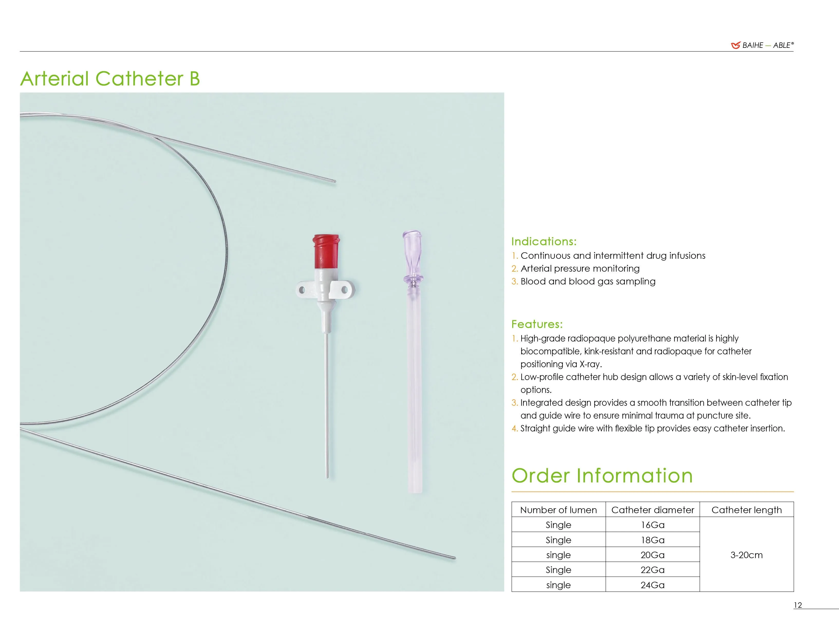 Disposable Medical Supply Anesthesia Arterial Catheter Pu Ac Kit