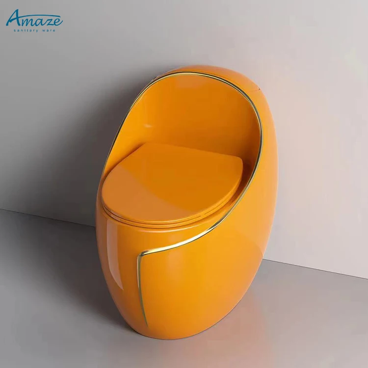 Modern ceramic sanitarios ware egg shape one piece toilet bathroom water closet s trap toilet factory