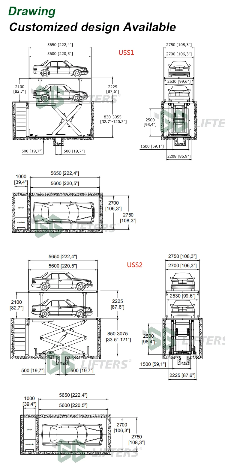 Scissor car parking lift underground hydraulic vertical parking system pit garage mechanical storage equipment