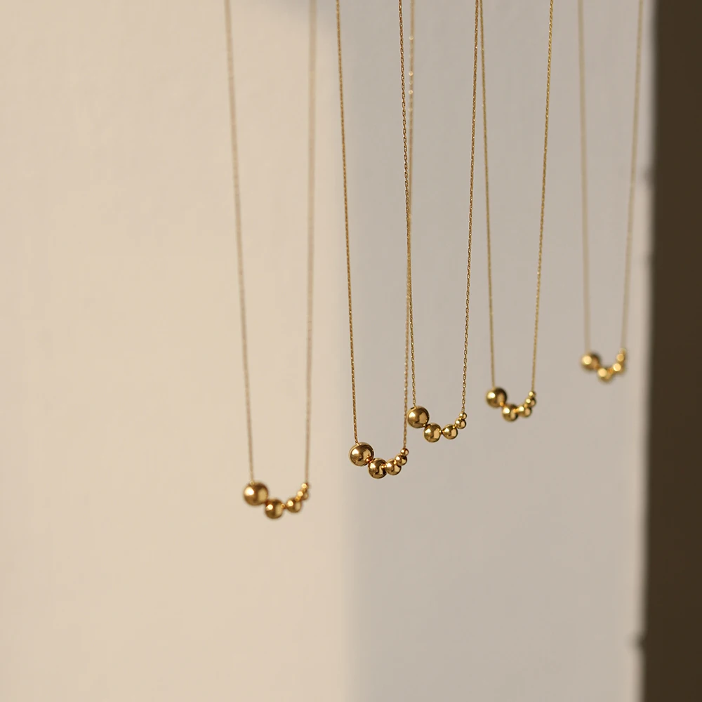 Colar de Pérolas Douradas Grandes e Pequenas com Pingente, Corrente Fina em  Aço Inoxidável Banho de Ouro 18k para Presentes de Meninas, image size:1000x1000