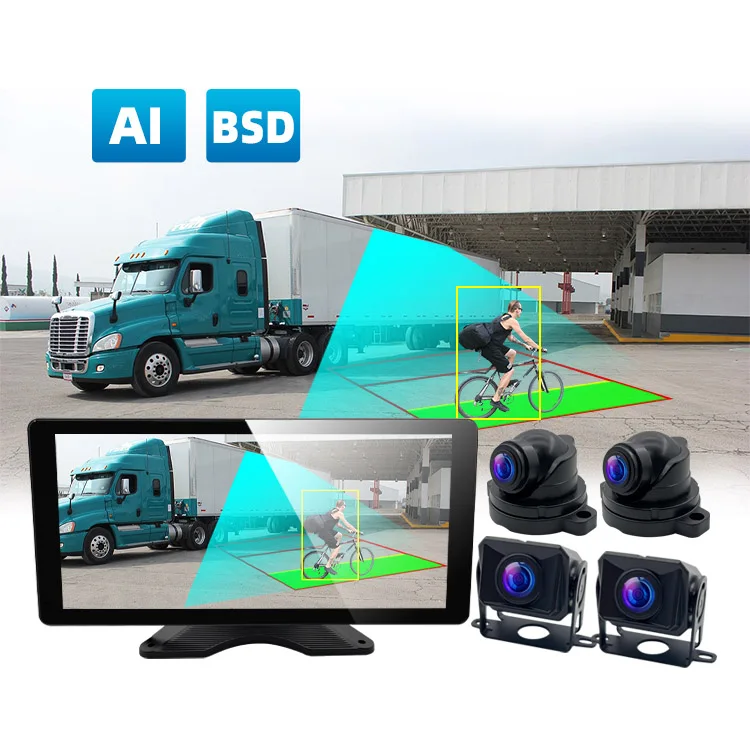 Wemaer 10.36 Inch Split Touch Screen Backup Truck Camera Monitor Kit System Back Parking Sensor BSD AI ADAS DVR