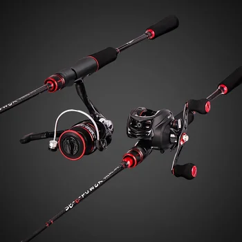 Carbon Bass Lure Rod Set with Medium Action Spinning Reel 2-Piece Design for Bottom Fishing Ocean Beach Gear – Rod – view 3