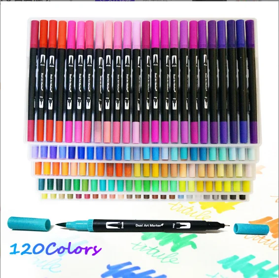 Watercolor Fashion Oil Painting Drawing Dual Tip Brush Marker Pack of 72 Color for Sketching and
