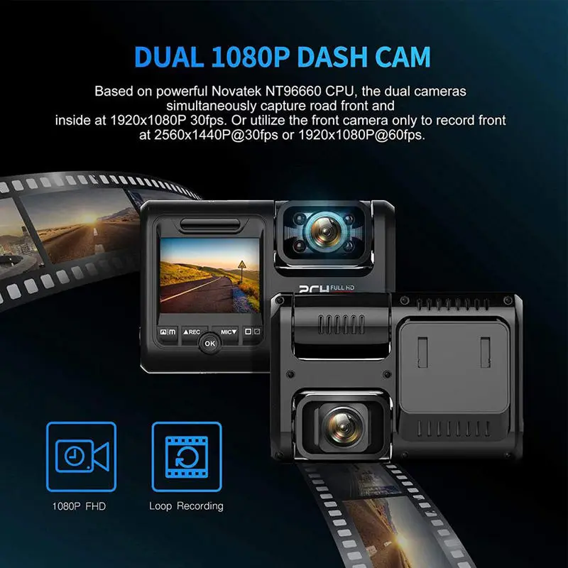 4K 2160P Car DVR D30H Dash Camera Support WiFi GPS Front and Cabin Both  1080P 4 IR G-Sensor Night Video Car Cam Recorder