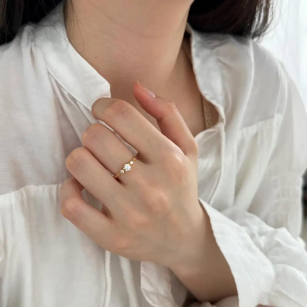 KAKODIY Fashionable Adjustable Snowflake Zircon Ring Women Wedding Engagement 925 Sterling Silver Ring detail 7