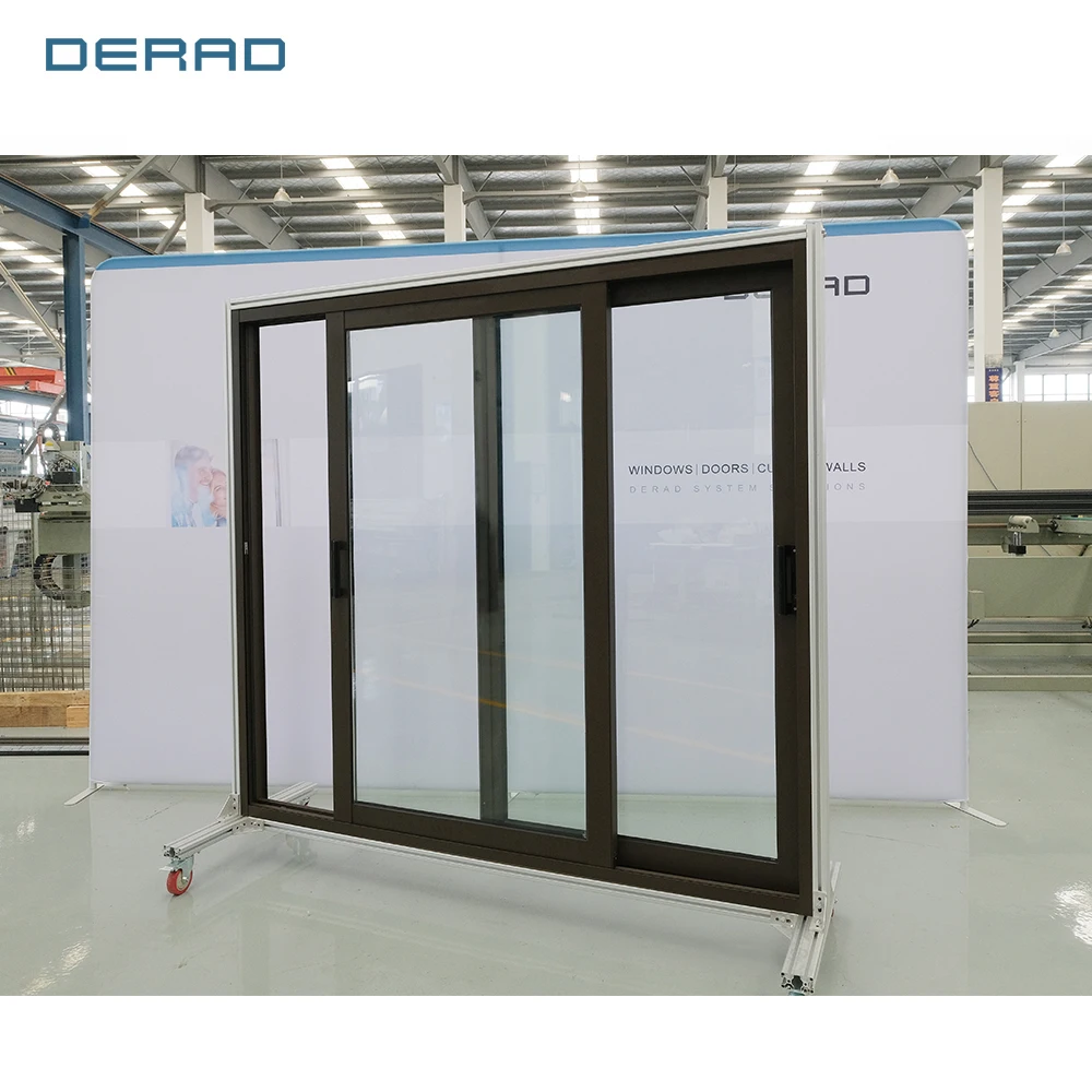 Sliding Glass Door Custom Apartment Public Building Commercial Aluminium Frame Sliding Doors with Double Glazed Tempered Glass factory