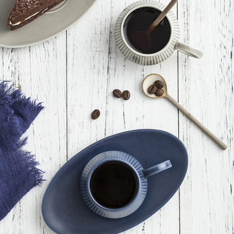 120ML Stylish Design Matte Italian Expresso Lungo Coffee Cup and Saucer