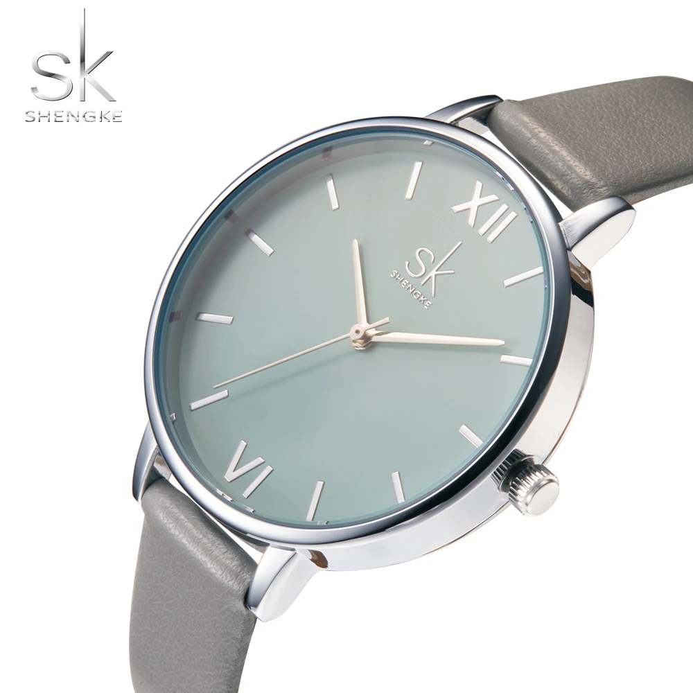Relojes Shengke para Mujer, Estilo Moderno, Reloj Femenino Elegante,  Relojes de Pulsera de Cuarzo Casuales de Cuero para Damas, Montre Femme,  Reloj