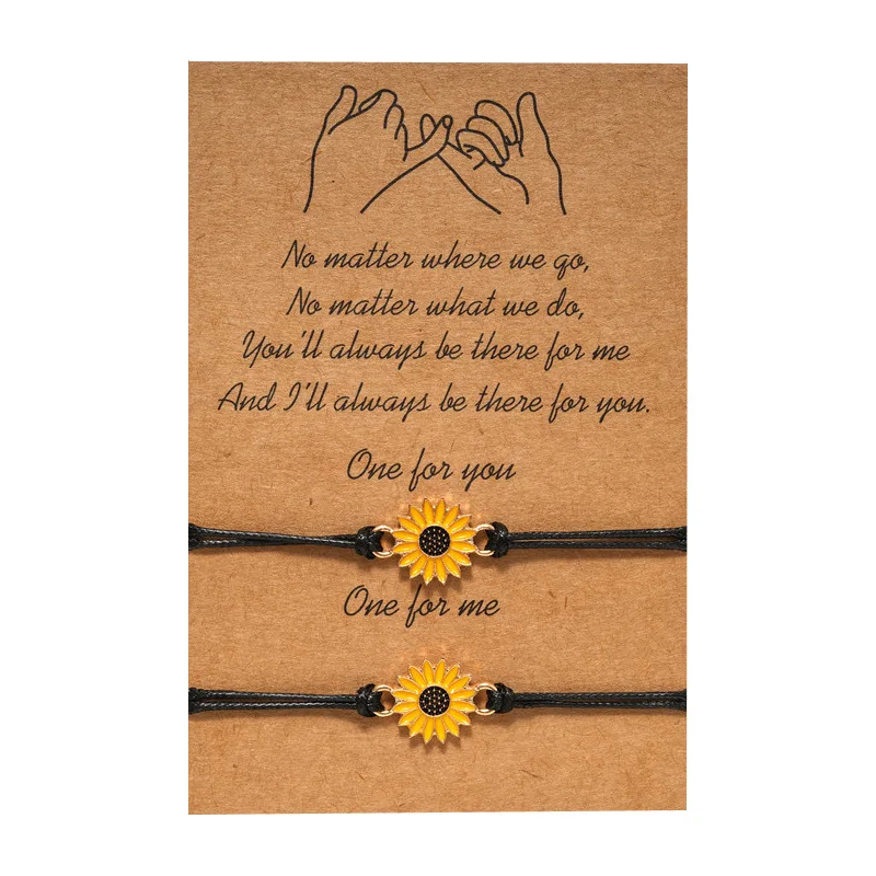 Sunflower Bracelets Promise Bracelet Relationship Bracelets Gifts for Best Friends Couples Mom and Daughter Girls Boys Women