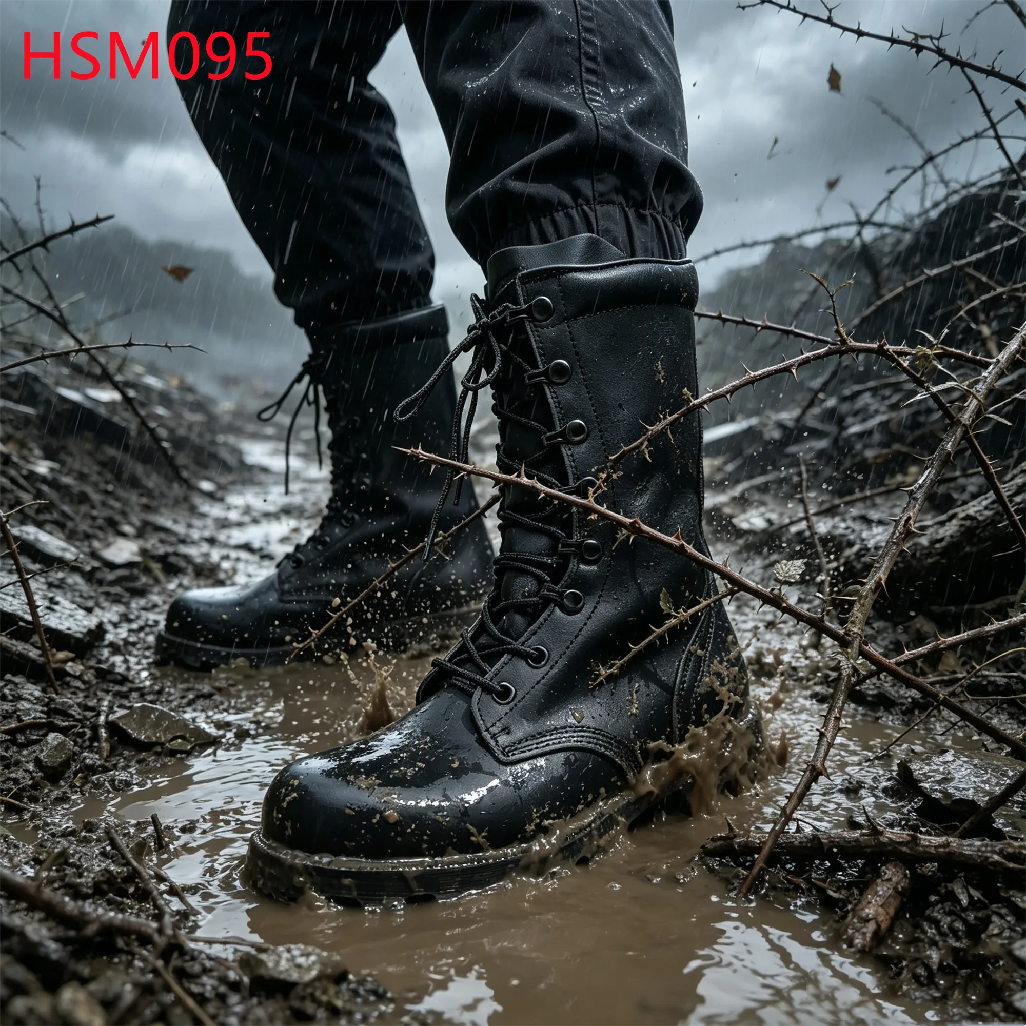 HY,Forest Logging Full Leather Hua Singh Marching Boots in Stock Harsh Condition Vulcanized Rubber Sole Tactical Boots HSM095