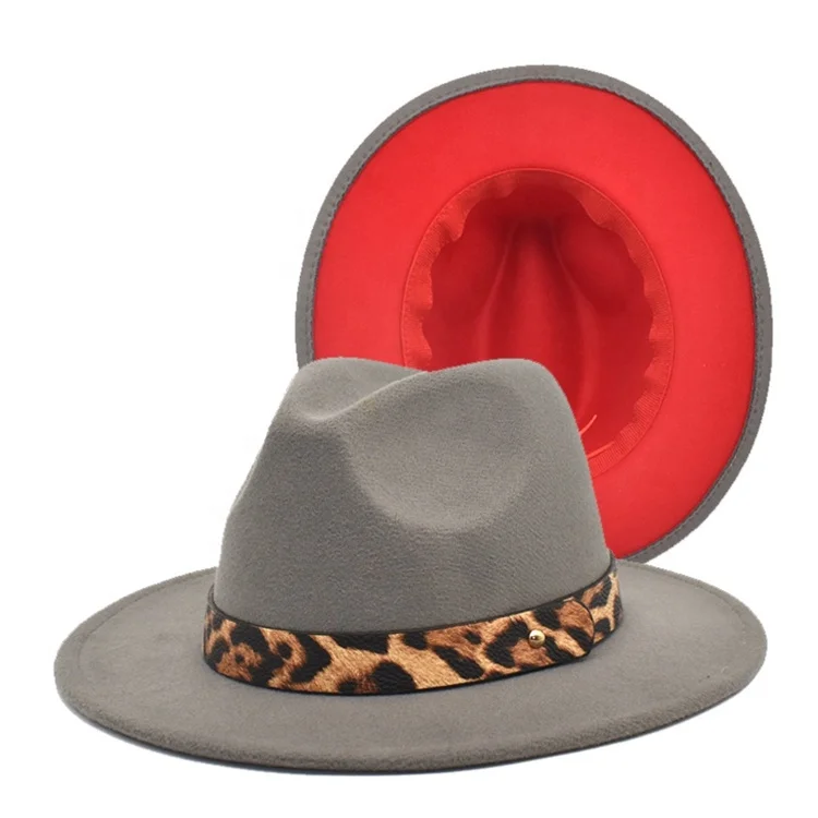 New White Red Patchwork Felt Jazz Hat 