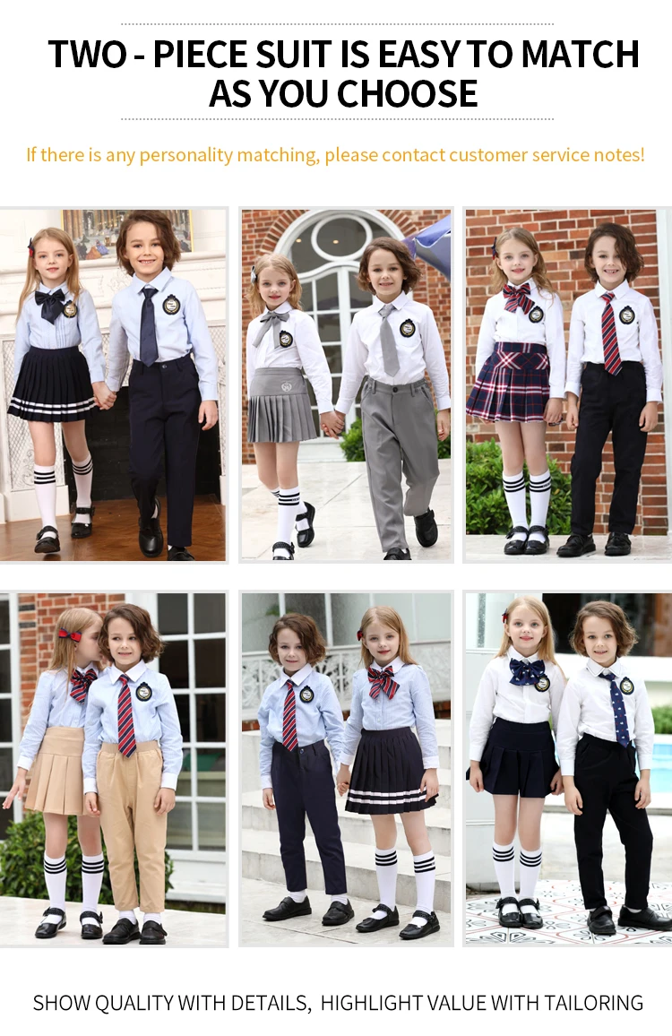 Custom Wholesale School Kids Japan Material Fabric Uniform Design White