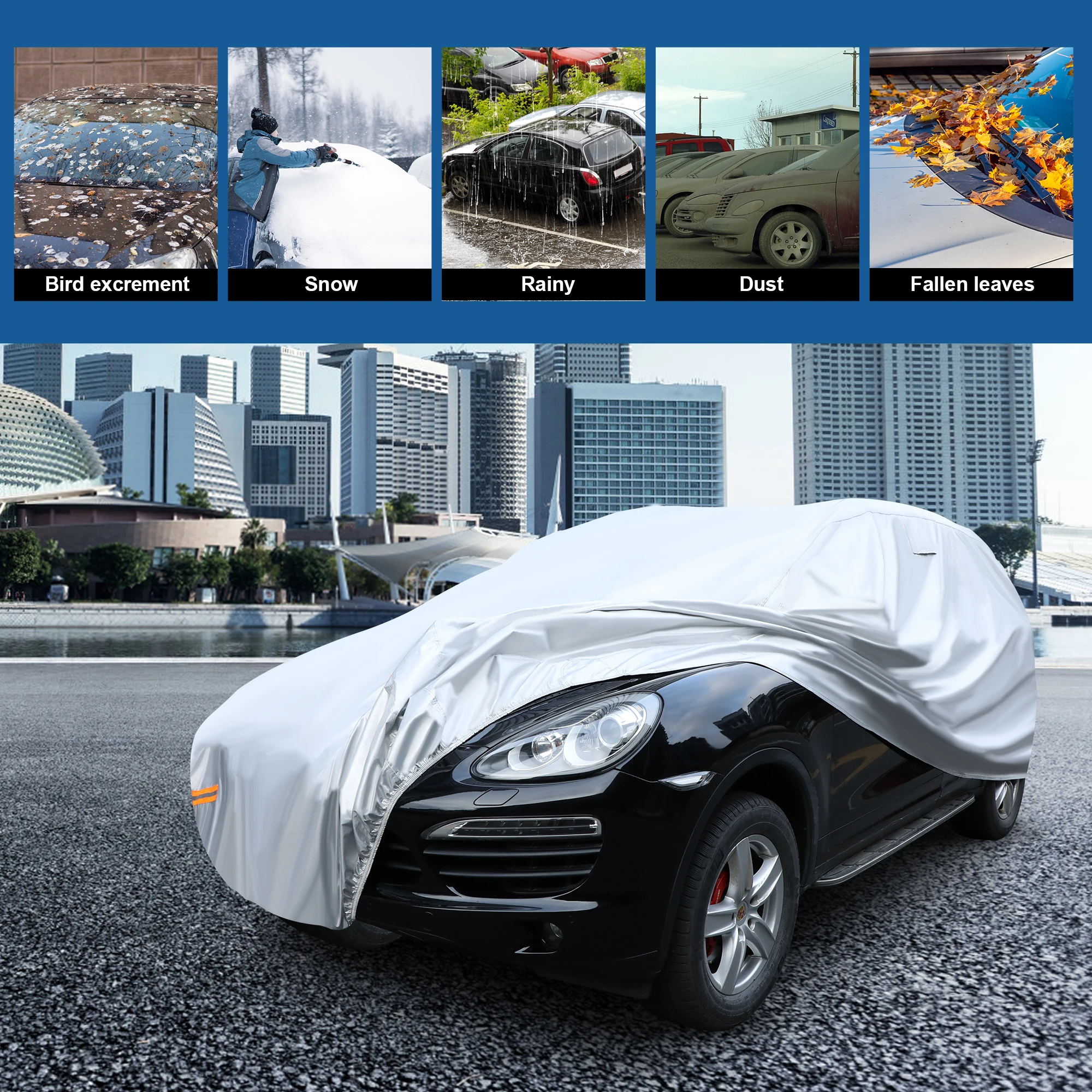 Universal 3-Layer PEVA Plastic Foldable Car Cover Tent for Protecting Your Vehicle