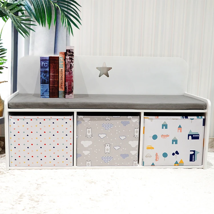 Custom Living Room Furniture Wooden Children’s Stool Seat Cushion Shoe Bench With Storage