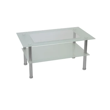 Popular wholesale furniture modern tea center table stainless steel legs transparent glass coffee table