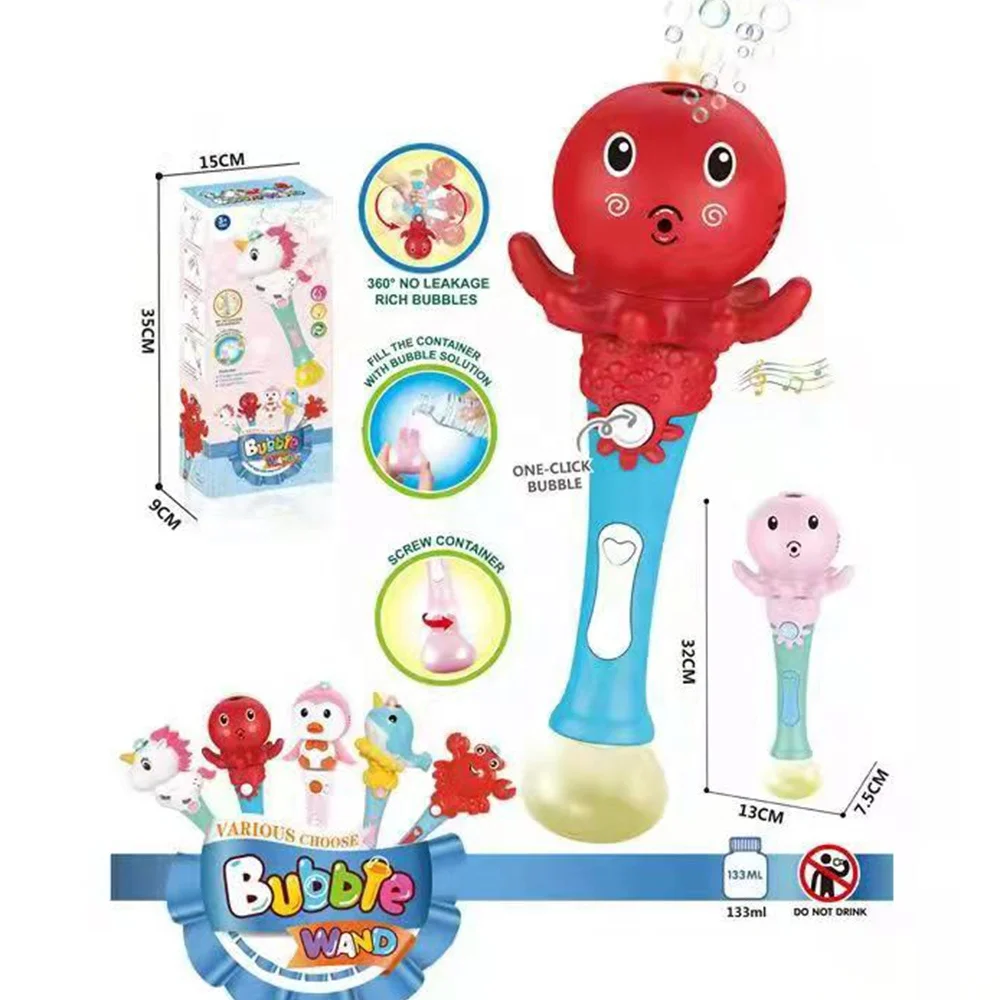 Новый дизайн, летние пингвины, единорог, осьминог, пузырьки со светодиодной подсветкой, пузырьковая палочка, пузырьковый пистолет, игрушки