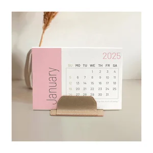 Wholesale MINI 2026 Reusable Minimalist Desk Calendar Custom Pages Multipurpose PU Stand Namecard Holder Unique Desktop Planner