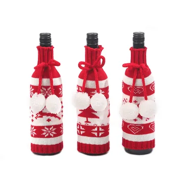 New Arrive Christmas Party Home Dining Decoration Knitted Wine Champagne Bottle Socks