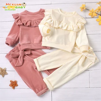 2021 new 2PCS Baby girls Clothing Sets Kids Girls velour velvate Tracksuits Autumn Winter Clothes Children Casual Sets