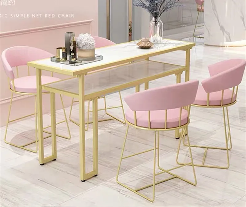 Beauty Salon pink and Gold Salon Barber Chairs