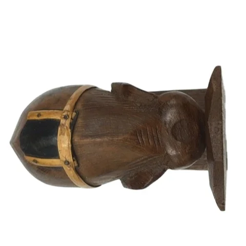 Handmade Elephant Carving in Teak Wood Nautical Style Popular Thai Souvenir Animal Wooden Tools Type