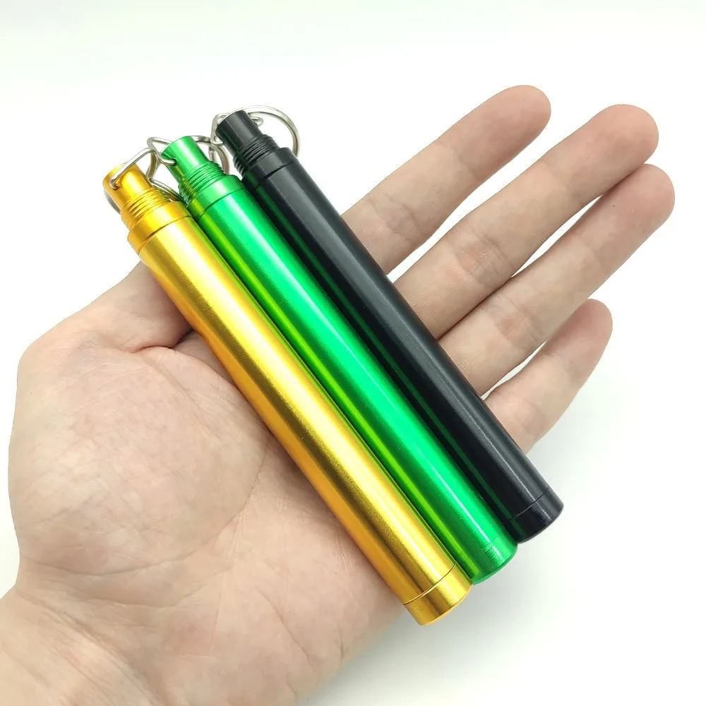 Pre Tube Rolling Paper Packing Metal Tube Aluminum Alloy Dry Herb Smoking Cigar Storage Cones Tube Container With Key Chain Ring