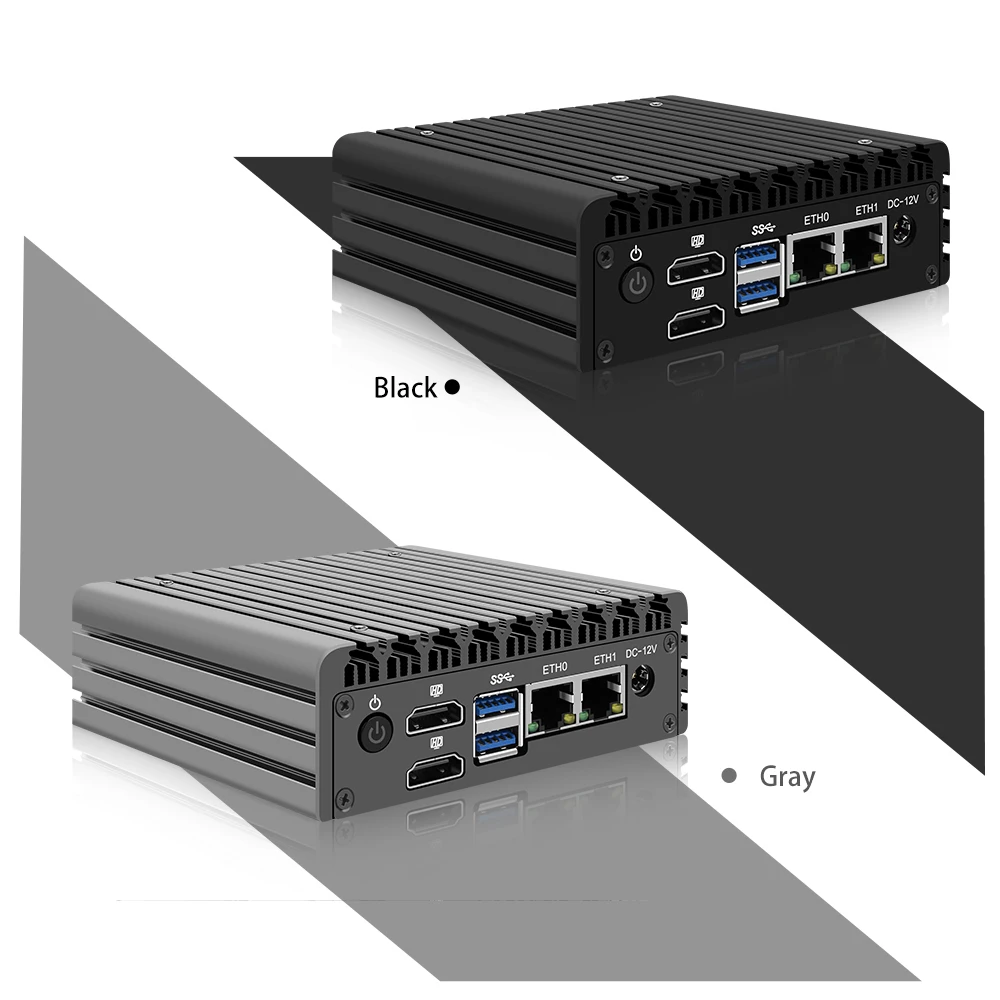 Micro Fanless Mini PC Intel N100 N305 Dual Lan Dual HD-MI Win11 Pro
