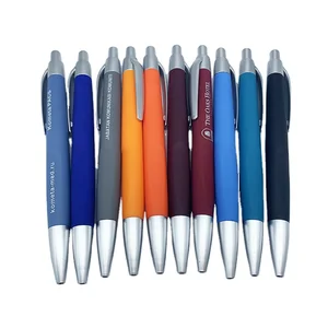 Hot Selling High Quality Promotion Rubber Coated Plastic Ballpoint Pen with Custom logo School Office Supplies Plastic Ball Pen