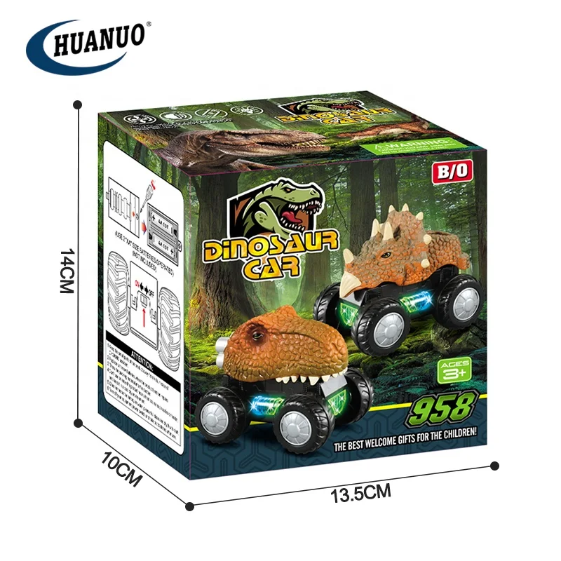 Voiture Dinosaure Lumineuse Avec LED Verte - Jouet Compatible Pistes Flexibles, ABS, Pile AA - Cadeau éducatif Pour Garçons Et Filles