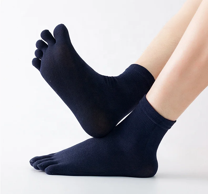 G-real Mens 5 Pack Athletic Crew Socks Breathable Five Finger Toe Socks Sports Wicking Work 