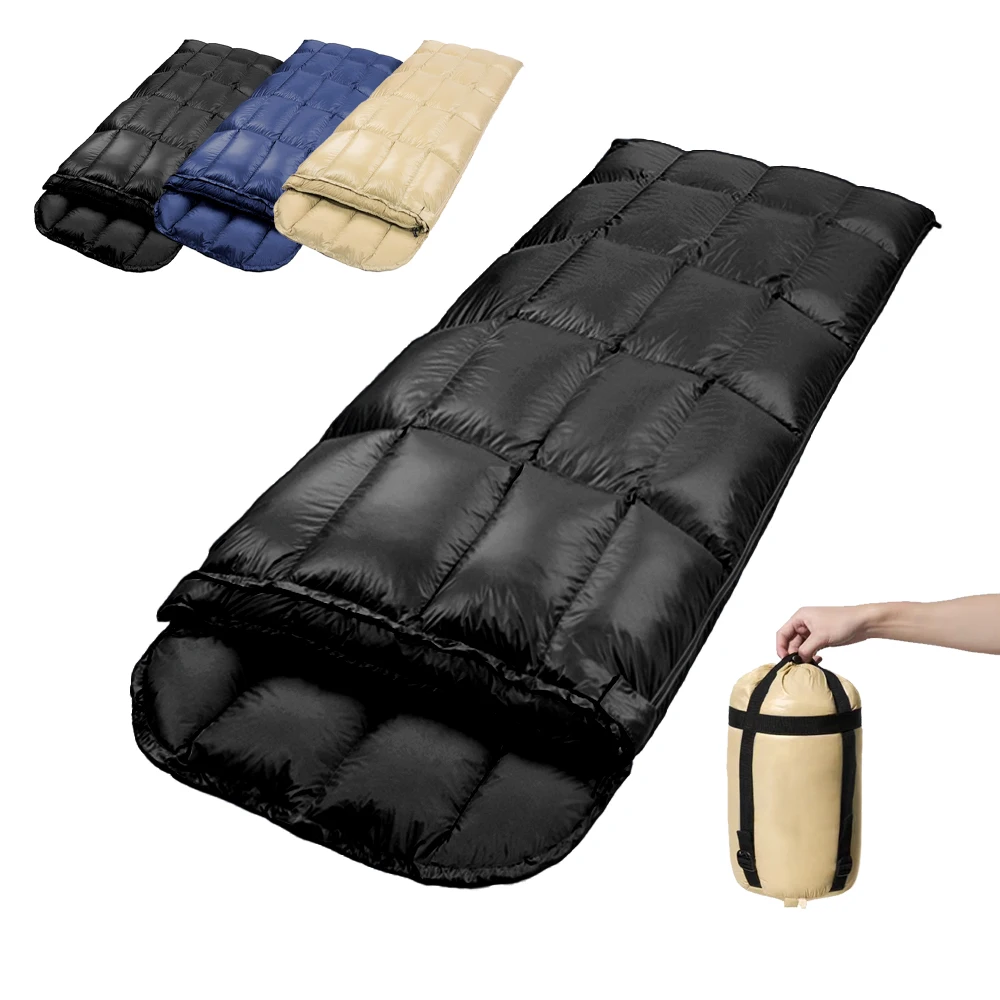 Child Size Nylon Envelope Sleeping Bag with Compression Sack DUCK down Winter Bag for Adults Lightweight for Cold Weather Hiking