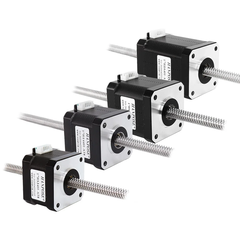 HANPOSE NEMA17 højpræcisions, højmoment-trinmotor, 28 N·cm, 1,3 A, 42HA34/40/48/60-T8*2/4/8, 50–500 mm gennemskruemotor