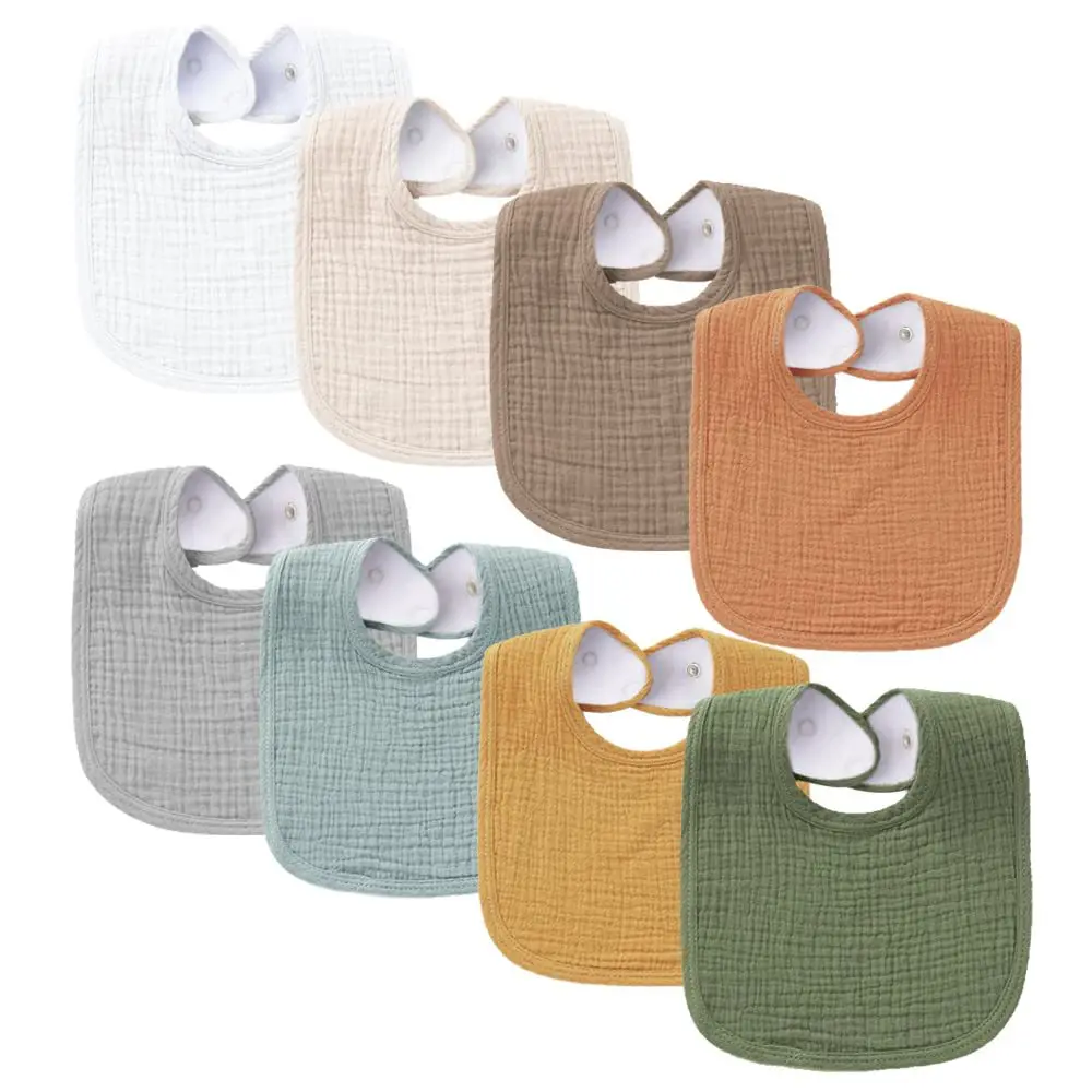 Bavoirs en mousseline pour bébé, Bandana en coton pour garçons et filles, ensemble de couleurs unies pour la dentition et la bave