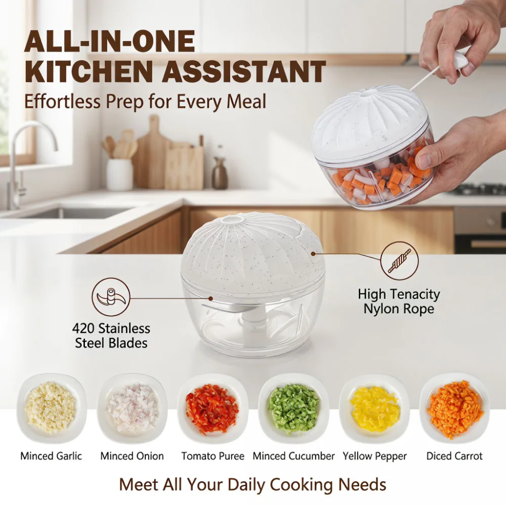 Mini Cordless Hand Pull Food Processor Salad Tool Adjustable High Speed Vegetable Chopper Garlic Cutter_voghion.com
