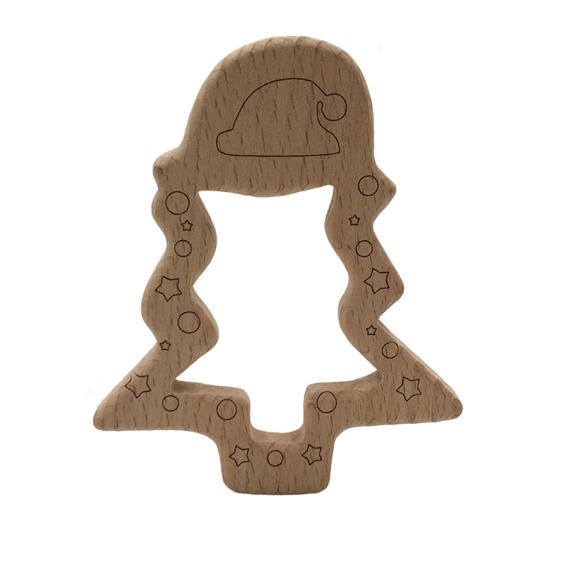 Оптовая продажа, новые детские товары, аксессуары для прорезывания зубов в форме рождественской елки, ожерелье из Букового дерева, подвески, деревянные формы прорезывателя для зубов