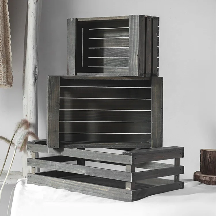 Деревянные ящики для хранения вина с ручками набор из 3