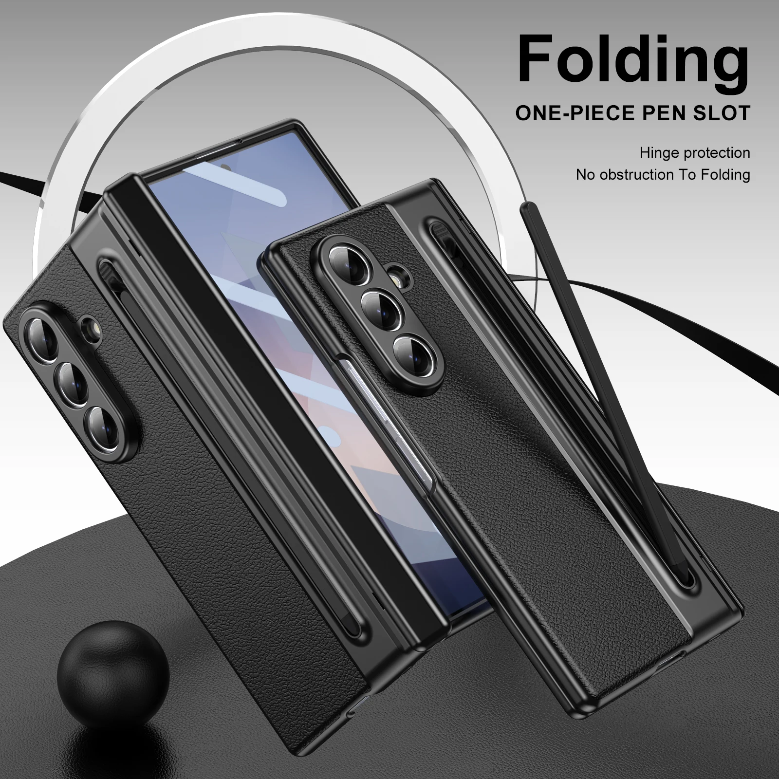 Creative Business Design Phone Case, With Side Pen Slot, Made Of PC Material, Shockproof, Suitable For Samsung Galaxy Z_voghion.com