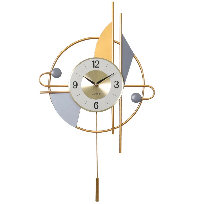 Colorful Metal Silent Quartz Modern Pendulum Wall Clock Home Decor Luxury