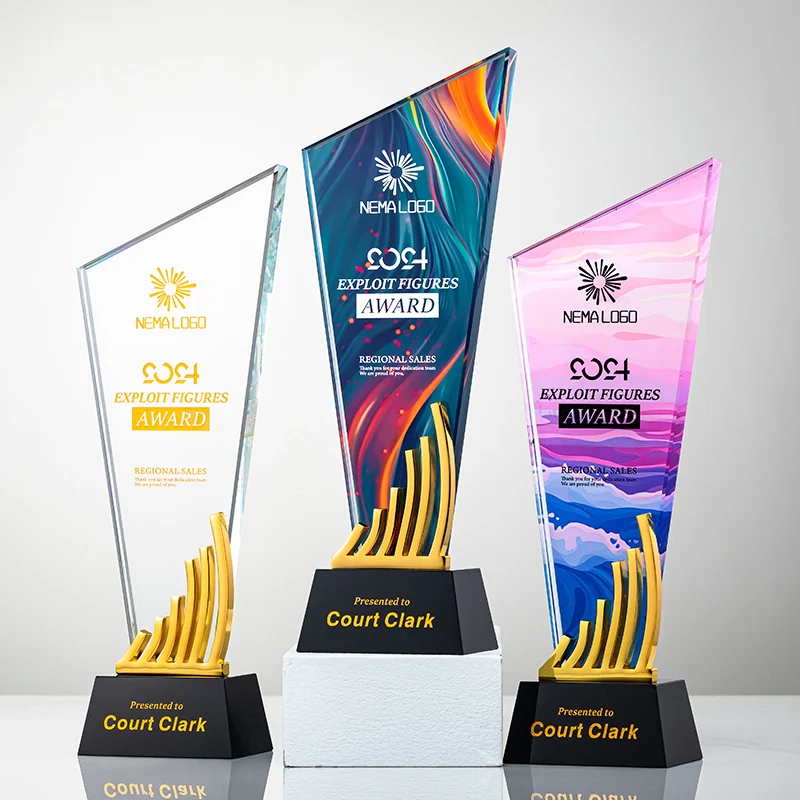 Small Bridge Wholesale Customizable Logo Promotional Personalized Gift Option Crystal Star Trophy Award Plaque